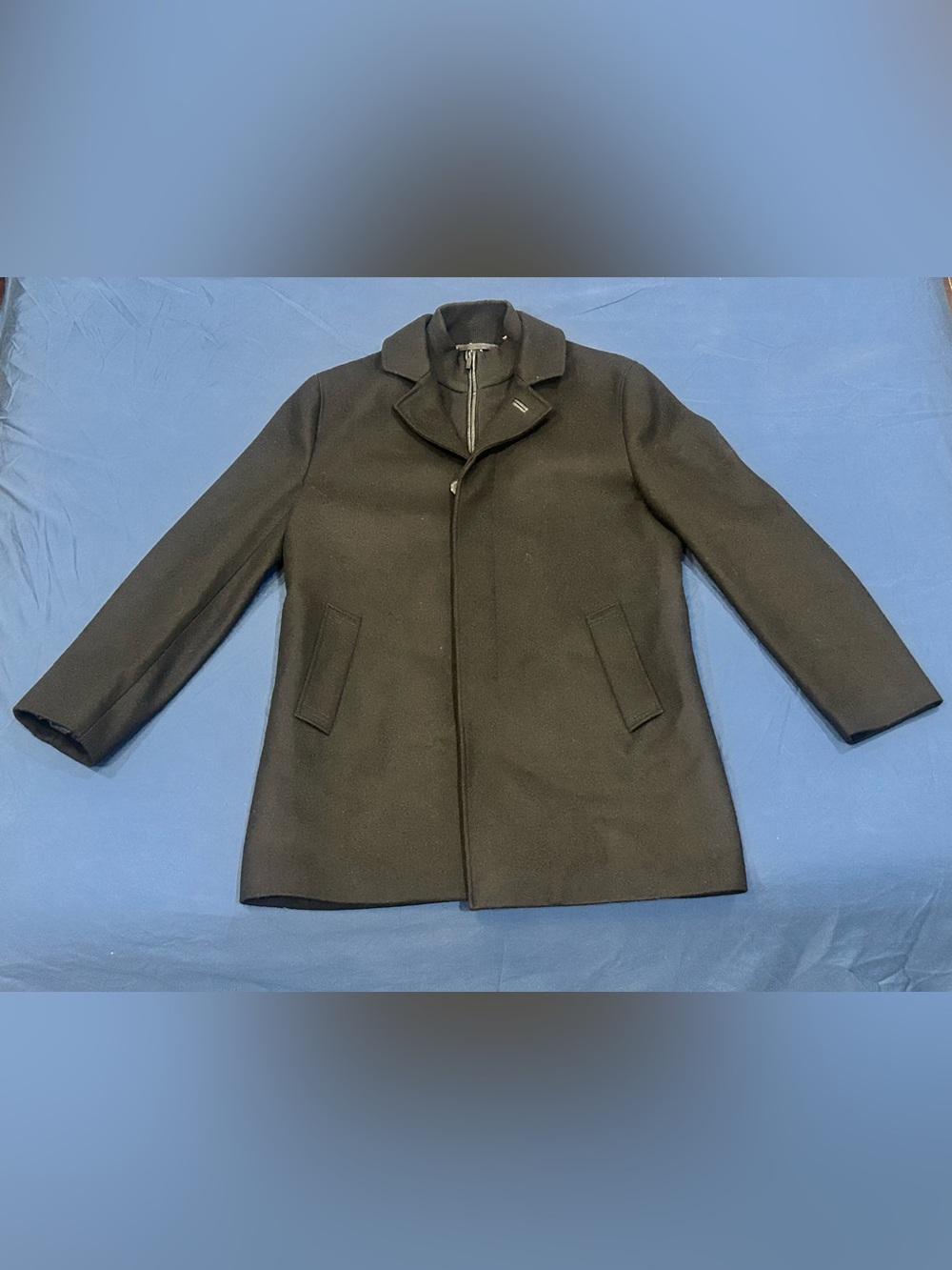 Cole Haan Men's Melton Classic Topper Coat Medium Black